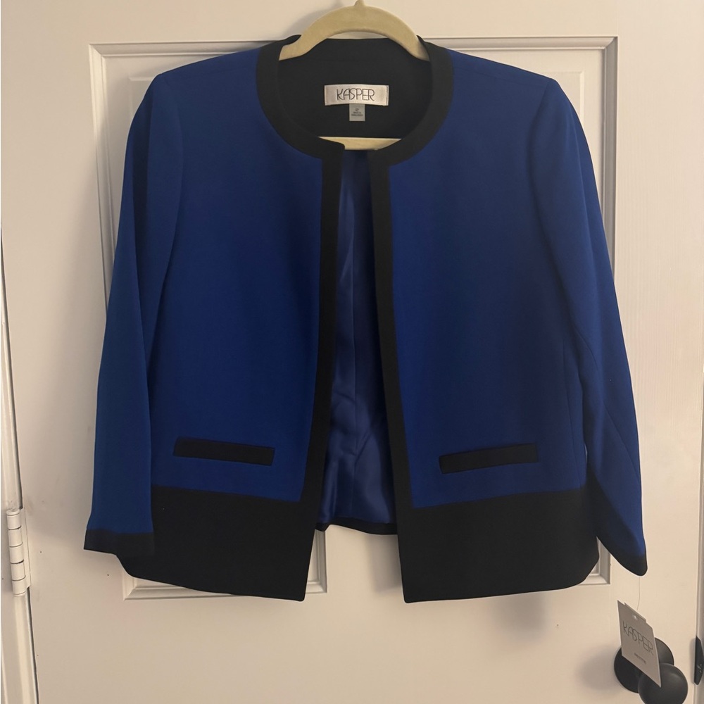 Kasper Women's Royal Blue and Black Blazer